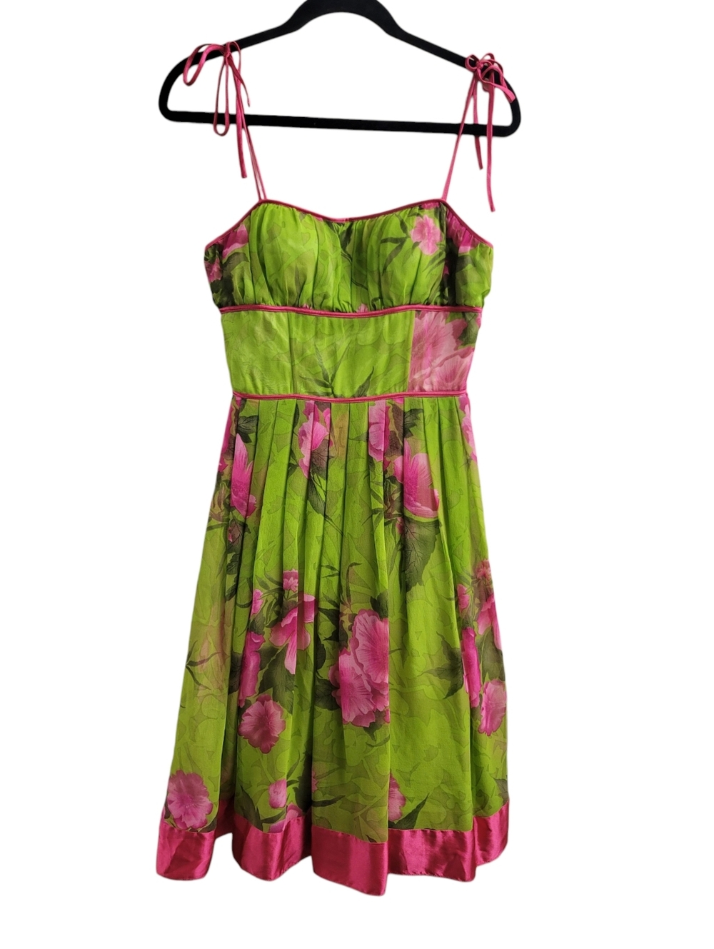 Sue Wong Green Floral Silk Sundress Size 6 - Picture 6 of 12
